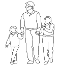 Outline - Man with children